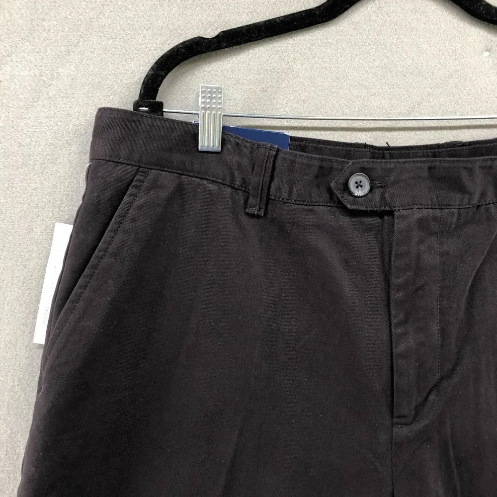 NWT Maine Bay Black Chino Pants Mens 38x32 Straight‎ Flat Front Workwear Cotton